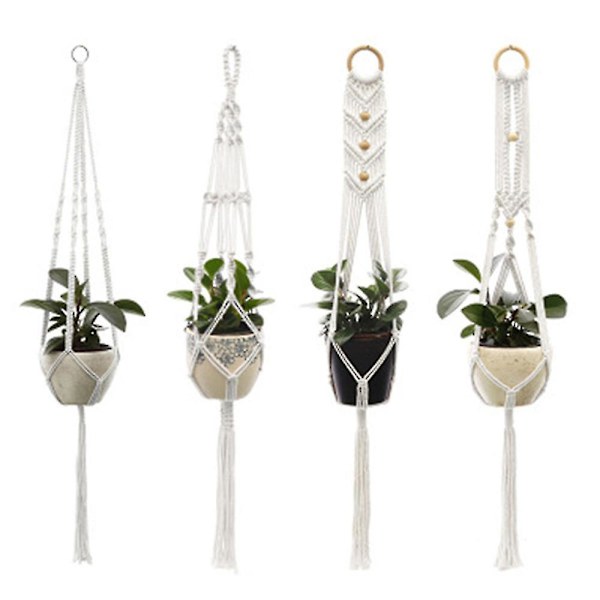 Plantehengere Sett med 4 Innendørs Vegg Hengende Plantekurv 4 Kroker Potter & Planter