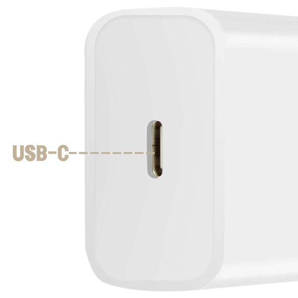 iPhone hurtigoplader USB-C 20W strømadapter med 2m kabler