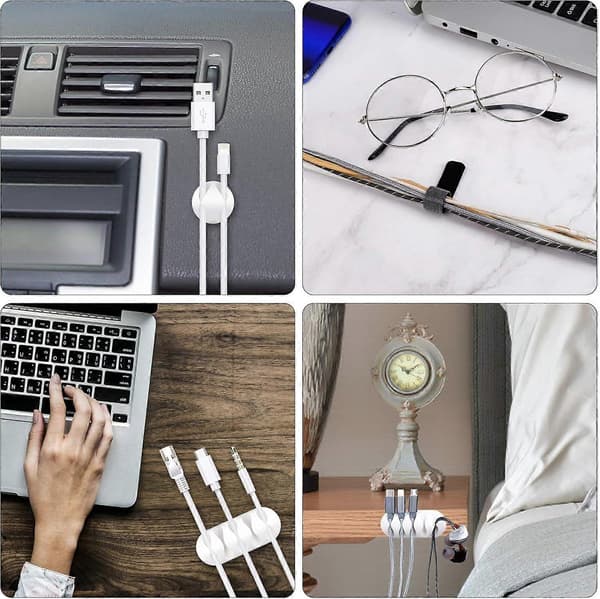 Silikone Kabelclips, 10 Stykker, 5 Størrelser, til Kabel TV Computer Laptop