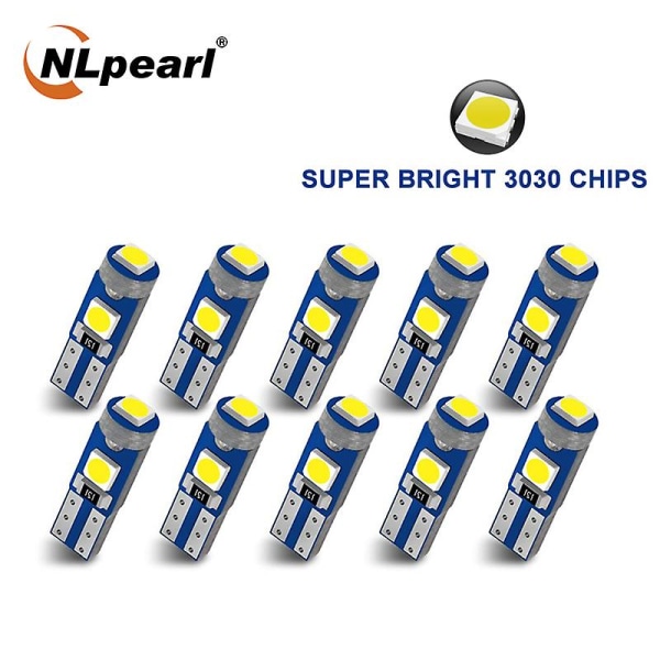 10x Signallampor, T5 LED-lampa, Canbus 3030smd, W3w W1.2 W, Bilinredning Belysning, Roterande Styrbräda Indikator - 10st - Vit - T5