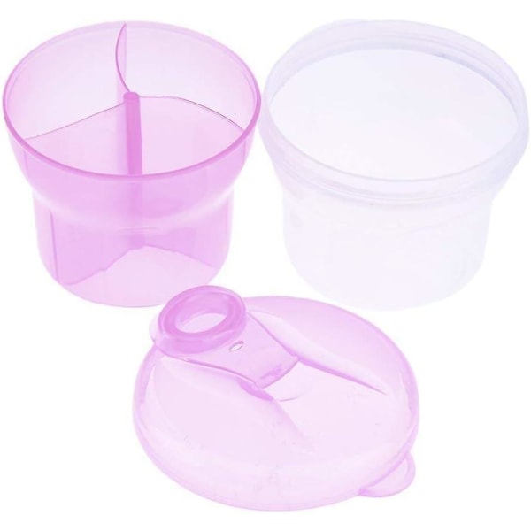 Dww-roterende anti-stænk mælkepulverdispenser - Pink Ekstern madbeholder Bærbar 3 rum til opbevaring af snackbeholder