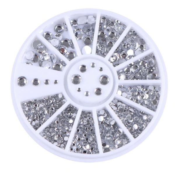 Rhinestone 4 størrelser - Sølv Klar