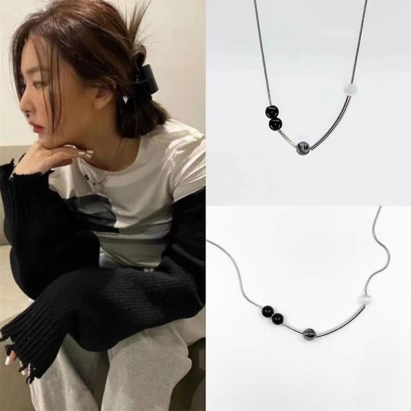 Vintage runda pärlor halsband för kvinnor design minimalistisk titan stål pärlor choker halsband dam krage nyckelben kedja