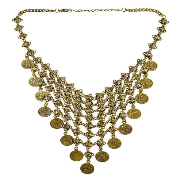 Bohemian Tassel Fringe Bib Statement Choker Halskjede Gull