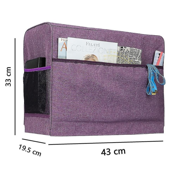 Symaskin bæreveske for de fleste standard symaskiner, universell reiseveske med 2 avtakbare gjennomsiktige glidelåslommer for syutstyr Purple