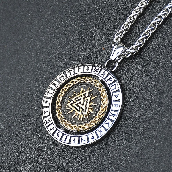 Nordiske vikinger smykker Odin S Valknut og viking Vegvisir rune halskjede med rustfritt stål kjede og anheng som gave til menn