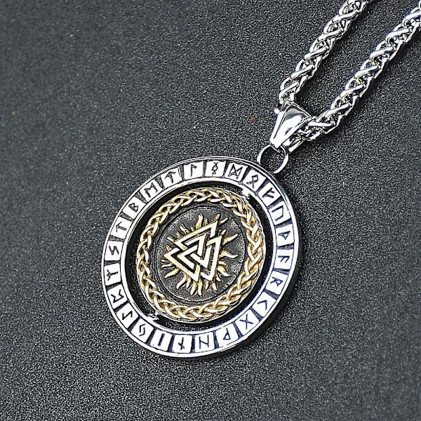 Nordiske Vikinger Smykker Odins Valknut Og Viking Vegvisir Rune Halskæde Med Rustfrit Stålkæde Og Vedhæng Som Gave Til Mænd