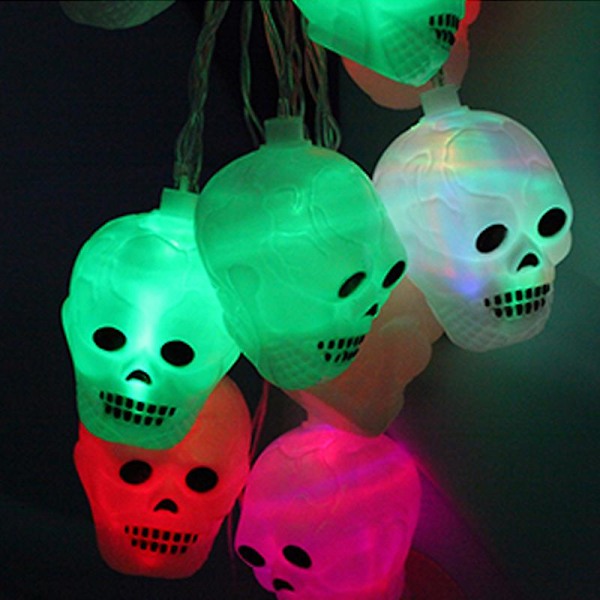 Halloween 10 Led-valosarja Pääkallo Rekvisiitta Koriste Lamppu Juhla Koristeet