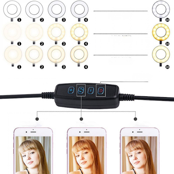 Led-rengasvalaisin USB-latauksella himmennettävä valokuvausrengasvalaisin
