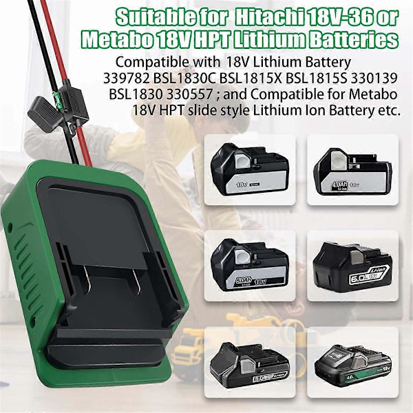 Power Wheels -adapteri Hitachi 18V 36V ja Metabo HPT 18V -akulle