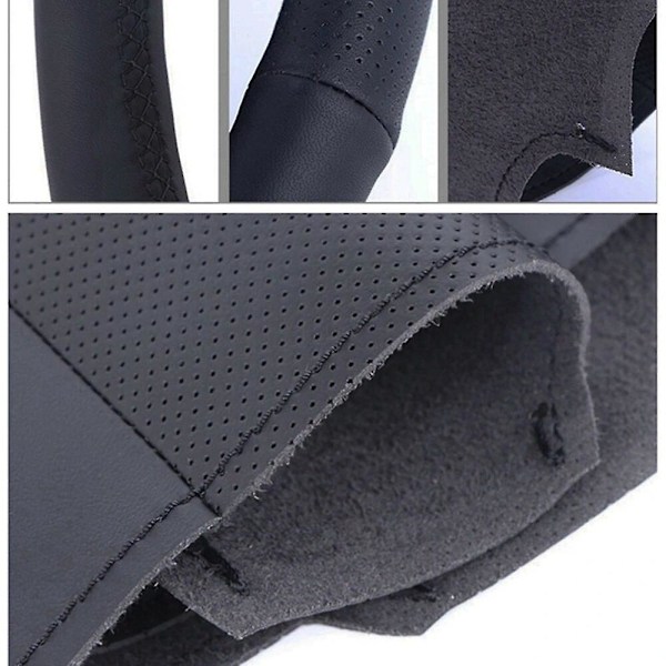DIY Anpassade Handsydda Svarta Konstläder Rattöverdrag för Peugeot 206 1998-2005 206 SW 2003-2005 206