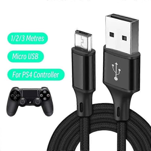 Til Sony PS4 USB til Micro-USB 2A Opladerkabel Spilcontroller Opladerledning, 1m