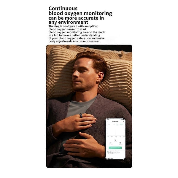 Smart Ring Puls Blodtryck Blodsyre Temperatur Sömn Kalorier Hälsa Fitness Tracker Ringar Svart Nr 23