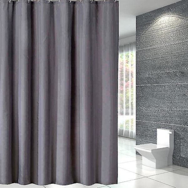 Bruseforhæng 240x200 cm, med 16 kroge, ekstra bredt, vægtet, skimmelresistent, mørkegrå, vandtæt, stort badeforhæng, polyesterstof, Antiba