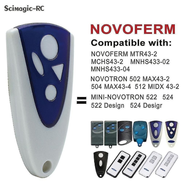 Novoferm Novotron 502 Max43-2 504 Max43-4 512 Mix 43-2 Fjärrkontroll för garageport till Mtr43-2 Mchs43-2 Mnhs433-02 Mnhs433-04 Ny