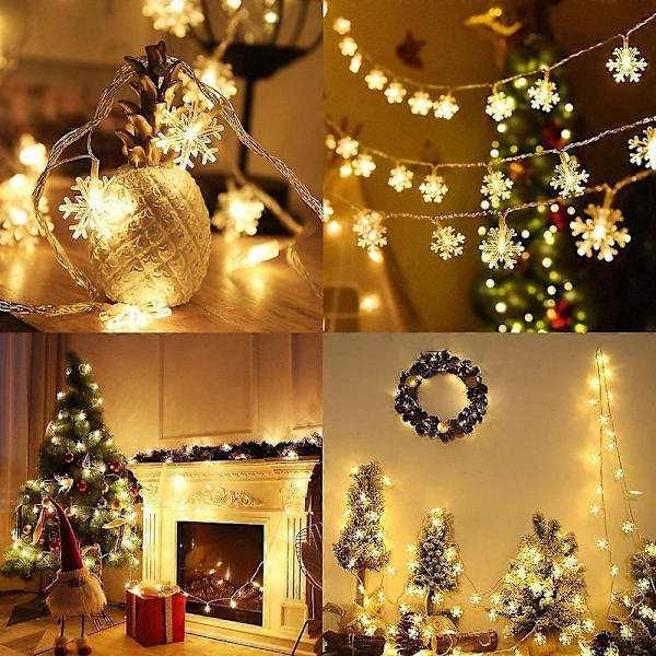LED Lysstreng, SumorRui LED Lysgardin Snefnug Lysstreng til Julefest Dekoration, 16.4 ft 40 LED Lysstreng til Indendørs, Gang, 