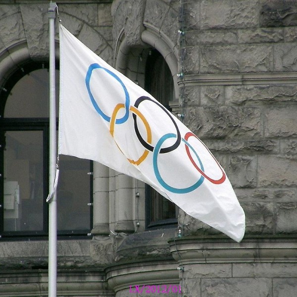 Vikbar OS-flagga med fem ringar Tjockare polyesterbanner YIY