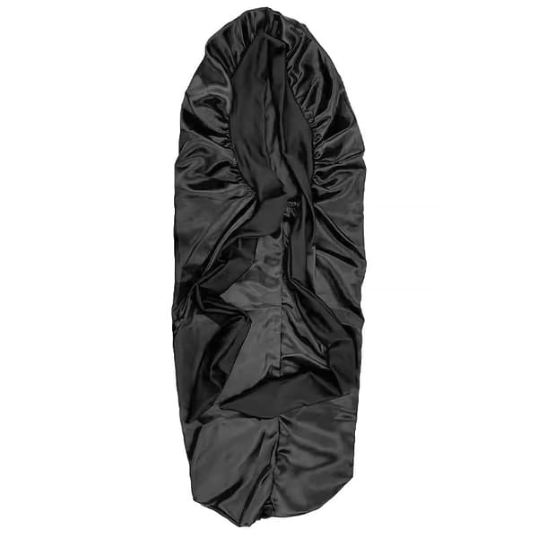 Satin sovehette med sløyfe, svart