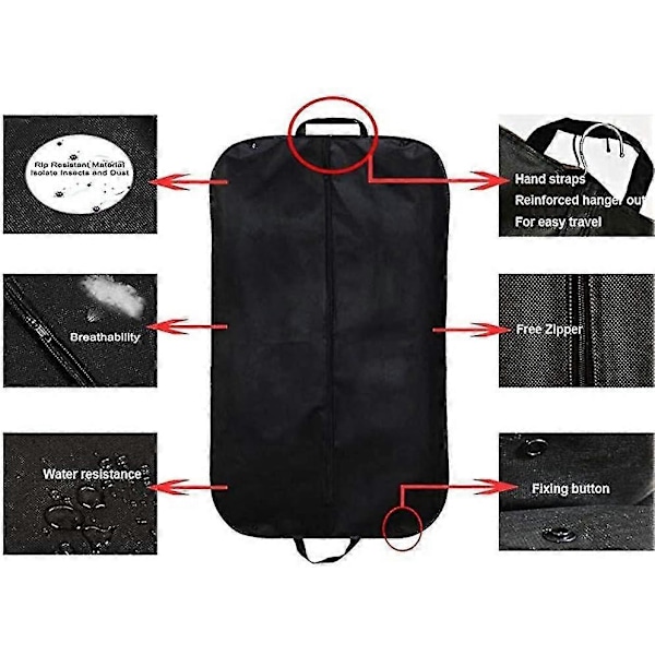 2 stk. dragtposer, 101 cm foldbar rejsedragtpose til kostumer, beskyttende dragtbetræk