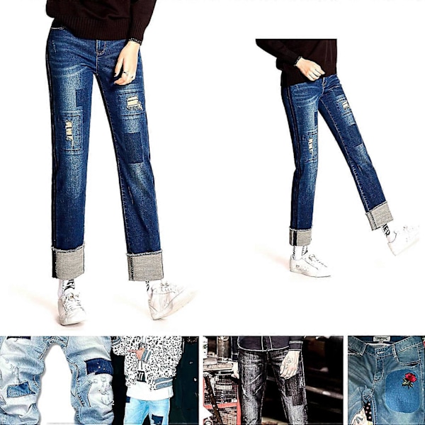 Stryge-på Denim-lapper til Tøj Jeans 24 stk., 3 Farver (4,9 tommer x 3,7 tommer)