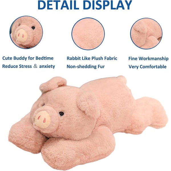 Viktade gosedjur för ångest, 19.7in 3.3lbs viktade gris gosedjur leksak Söt rosa gris plysch kudde för vuxna Pojkar Flickor