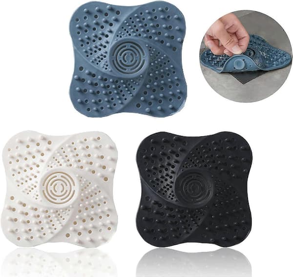 Hårfångare i silikon, avloppssil, hållbart 3-pack