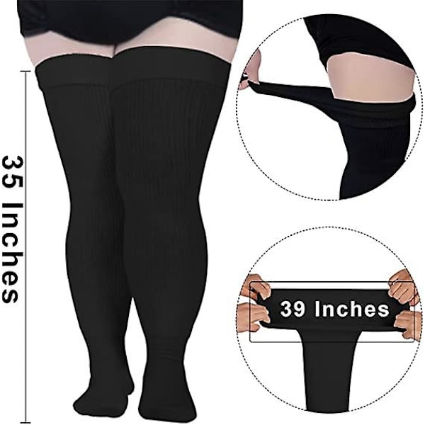 Plus Size 5XL Damstrumpor för Tjocka Lår - Extra Långa & Tjocka Över Knästrumpor - Benvärmare Stövstrumpor