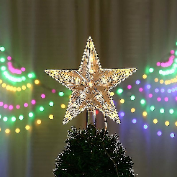 Julgrans Topp Med 10 LED-lampor Och Strömsladd - Upplyst Julgrans Topp I Varmvitt - Julgransstjärna Topp