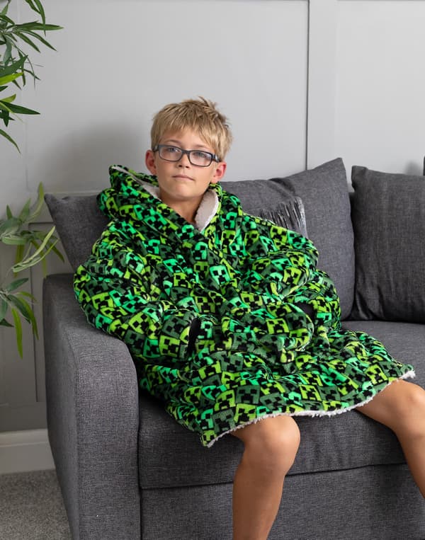 Minecraft Guttekåpe med Hette Grønn All-Over Print Creeper
