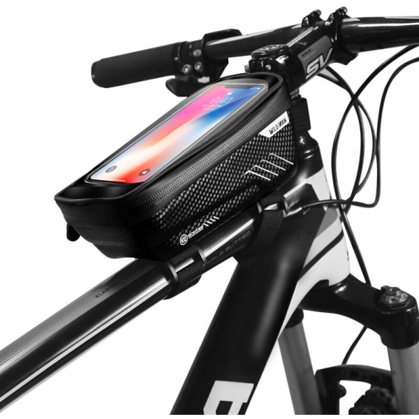 Cykeltelefontaske med følsom berøringsskærm Stor kapacitet 1 liter smartphones under 6,5 tommer - sort