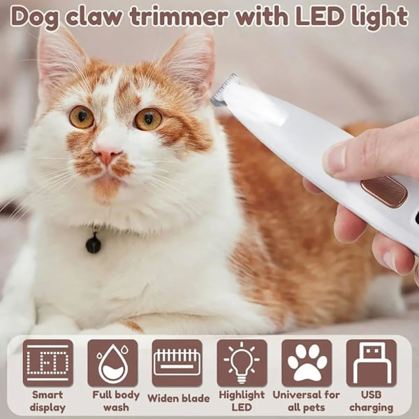 Pet Micro Precision Trimmer, 2024 Ny Opgradering Hundetæer Trimmer med LED-lys, Stille Husdyrs Hår Trimmer, Vandafvisende Husdyrs Klip