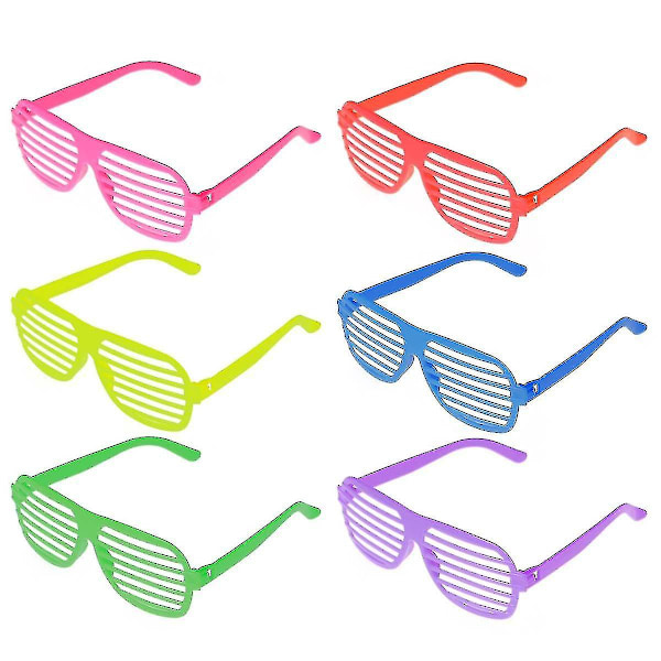 50 st Solida Färgade Solglasögon med Shutter Shades i Plast för Festtillbehör (6 Färger Blandat Paket)
