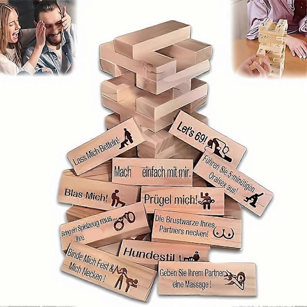 Super Naughty Block Tower Game - Valentinsdejtnatt Staplingsblock 48st
