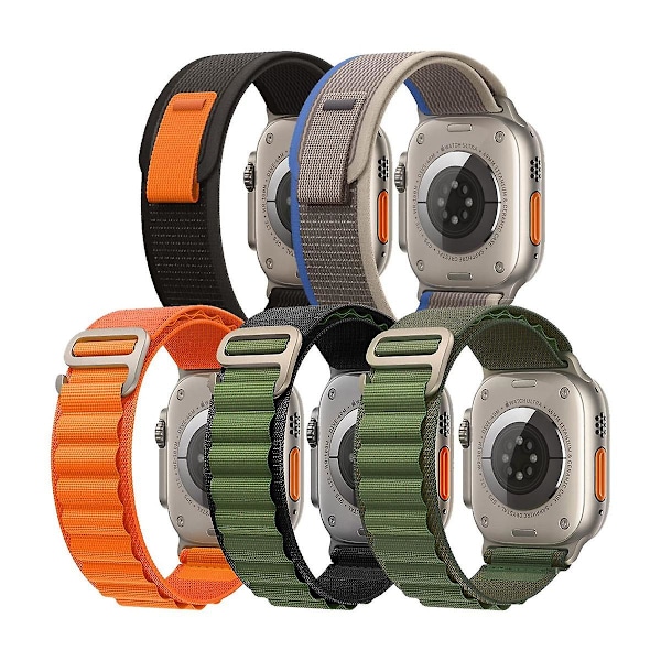 5 kappaleen rannekepaketti Watch Ultra -rannekkeelle 49mm 45mm 44mm 42mm, Trail Loop -nylonurheiluranneke Series-sarjalle