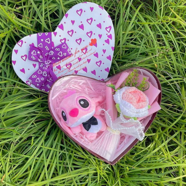 Disney Tecknad Lilo Stitch Plysch Doll Leksaker Rose Bukett Presentask Söm Blombukett Heminredning Alla hjärtans presenter 7