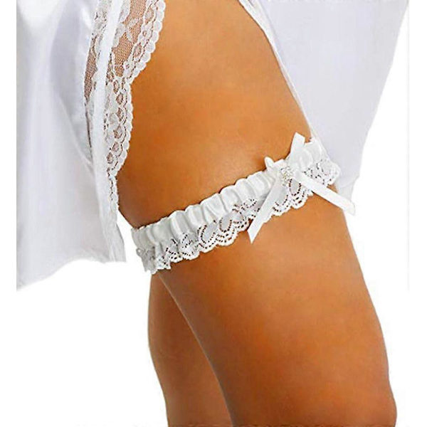 Brude Strømpebånd for Brud Lace Bryllup Strømpebåndsett for Kvinner Ben Strømpebånd Belte Lår Ivory