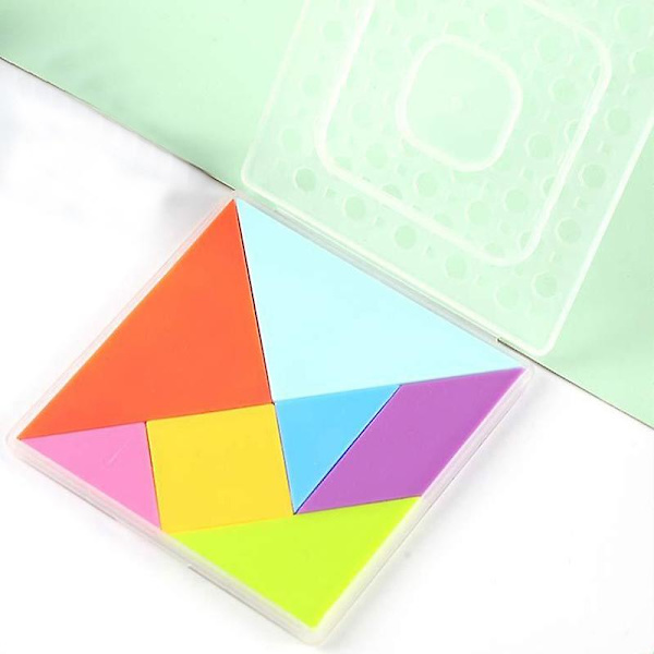 1 set Tangram-pussel Händer-på förmåga Ljusa färger Lätt Vikt Förälder-barn Interaktivt Pussel Tangram Leksak För Förskola