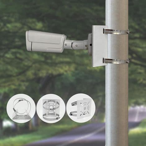 Universell vertikal stangmontering for sikkerhetskameraer, solid metallhjørnebrakett med spenner, egnet for CCTV-kameraer (2-