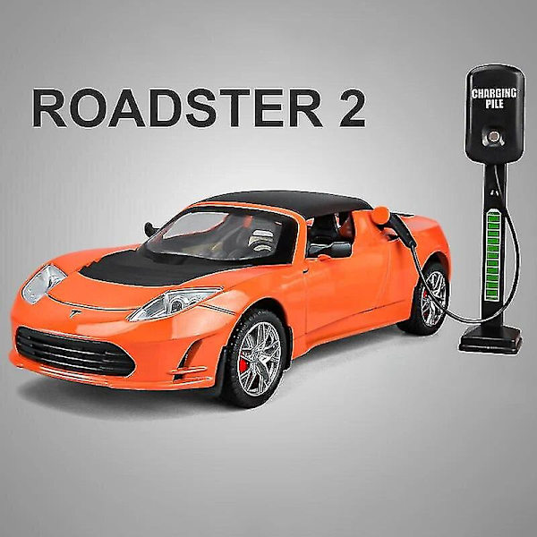 1:24 Tesla Roadster Model Y Model 3 Tesla Model S Legering Lekebil Modell Lyd Og Lys Barnas Leke Samleobjekter Bursdagsgave Roadster Orange