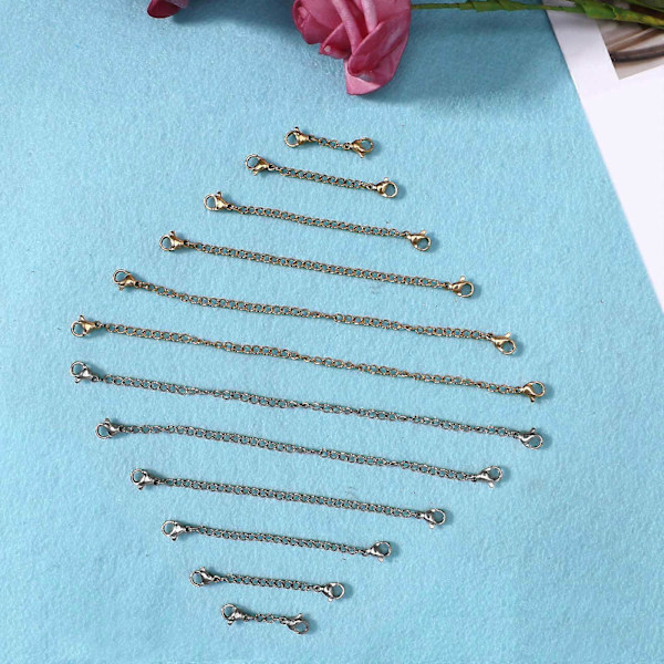 12 stycken Förlängningskedja Halsband Armband Rostfritt Stål Smyckesförlängare