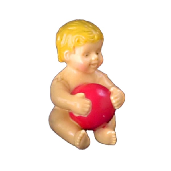 Dockskåp Gummibebis Sittande Med Boll Miniatyr Människor Docka 1:12 Skala 12