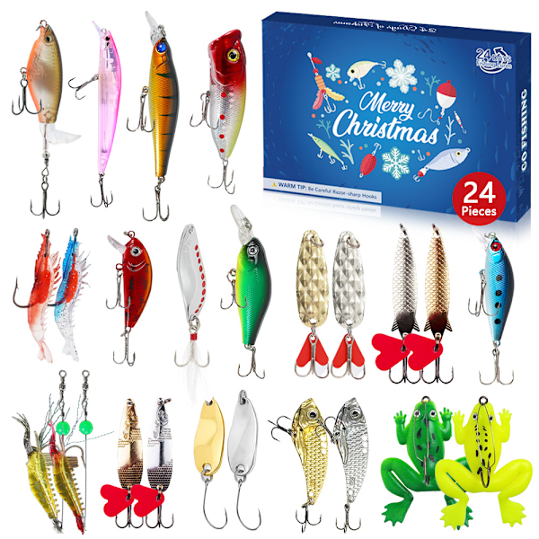 2024 Fiske Adventskalender, Fiskeutstyr Adventskalender - Adventskalender Fiske Agnsortiment | Fiske Jul Nedtelling Fiske Agnsortiment
