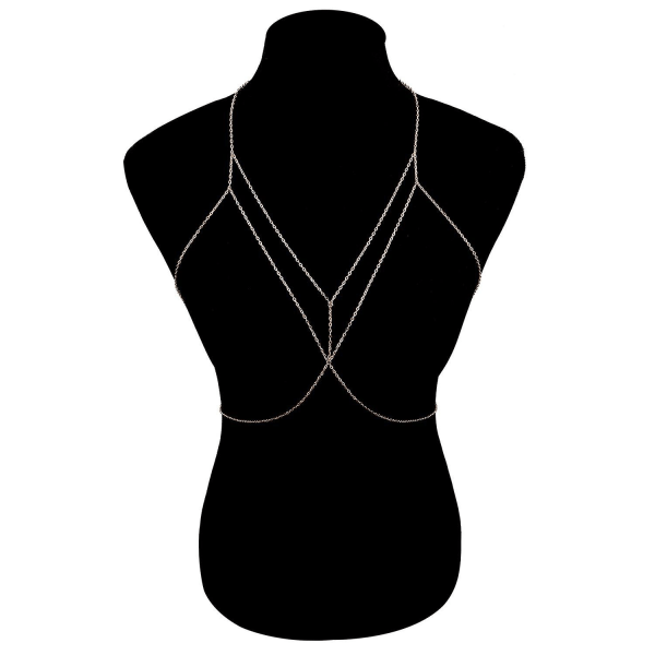 Kvinder BH Crossover Body Chain Harness Halskæde Strand Bikinismykker, 1 stk-gyldne