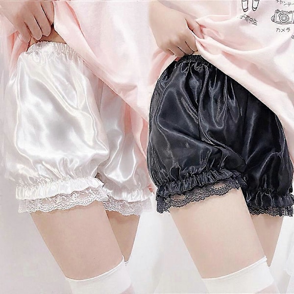 Dam Spets Korta Trosor Imitationssilke Volang Bloomers Anti-Exponering Säkerhetstrosor Lolita Satin Knickers Shorts Klänning Underbyxa