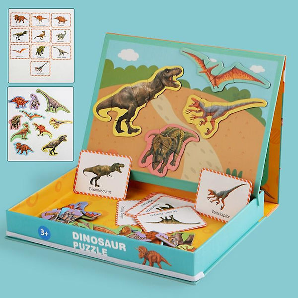 1 set magnetpussel för barn, pedagogisk, interaktiv, lättmonterad magnetklädsel, djurpussel leksak för dagis Dinosaurs