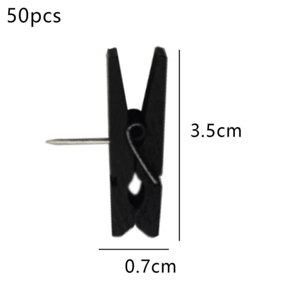 sysy 50 STK svart trykknål med treklips, slitesterke dekorative tommelfinger, trykknåler for Cork Boa