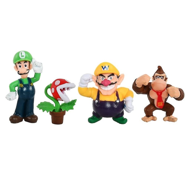 18 stk Super Mario Bros Action Figures Super Mary Pvc Spillfigurer Dukker Leker Mario, Luigi, Prinsesse, Skilpadde, Sopp, Orangutang Tegneserie Kakepynt  (