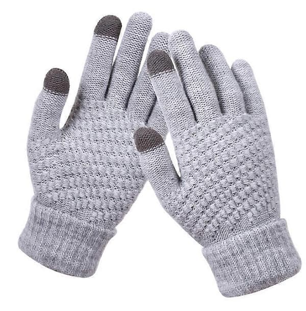 4 Par Dam Vinter Touchscreen Handskar Varma Fleecefodrade Stickade Handskar Elastisk Mudd Vinter Textningshandskar