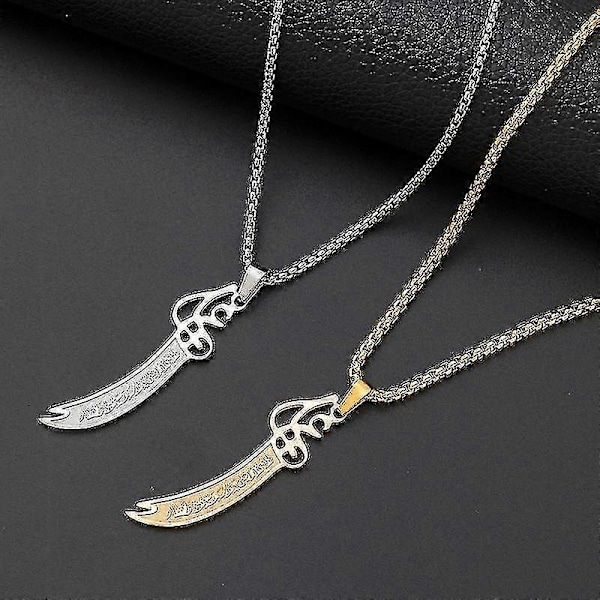 Islamisk Imam Ali Zulfiqar Sværd Vedhæng Halskæde Til Shia Islamisk Smykker Mænd Og Kvinder Amulet Koran Halskæde Dzf Guld