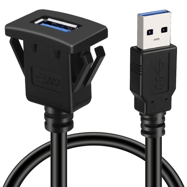 USB Panel Flush Mount Kabel USB 3.0 Forlænger USB Mount, Dash Mount, Flush Mount, Panel Mount Kabel, Til Bil, Båd, Motorcykel (firkantet enkelt USB 3.0